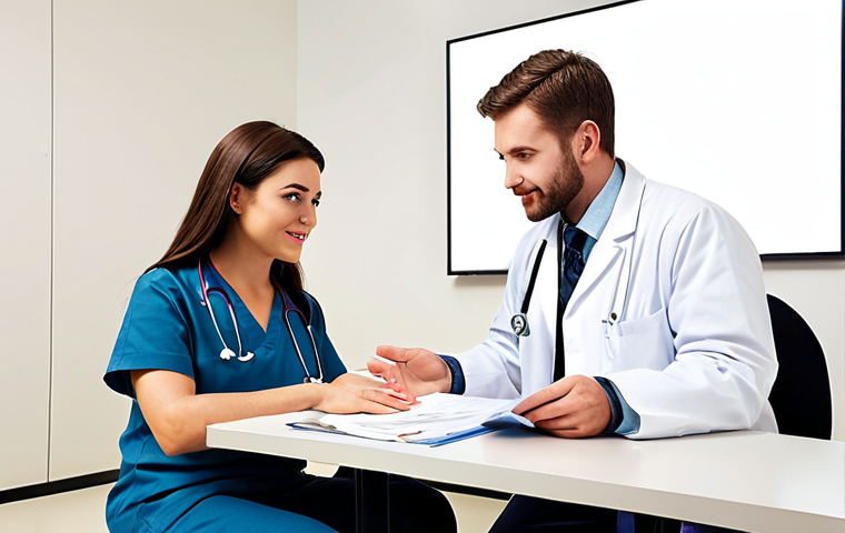 **Prompt:** "Friendly healthcare administrator assisting a patient with paperwork in a modern, bright clinic. Emphasis on empathy and clear communication. AdSense banner subtly placed above."