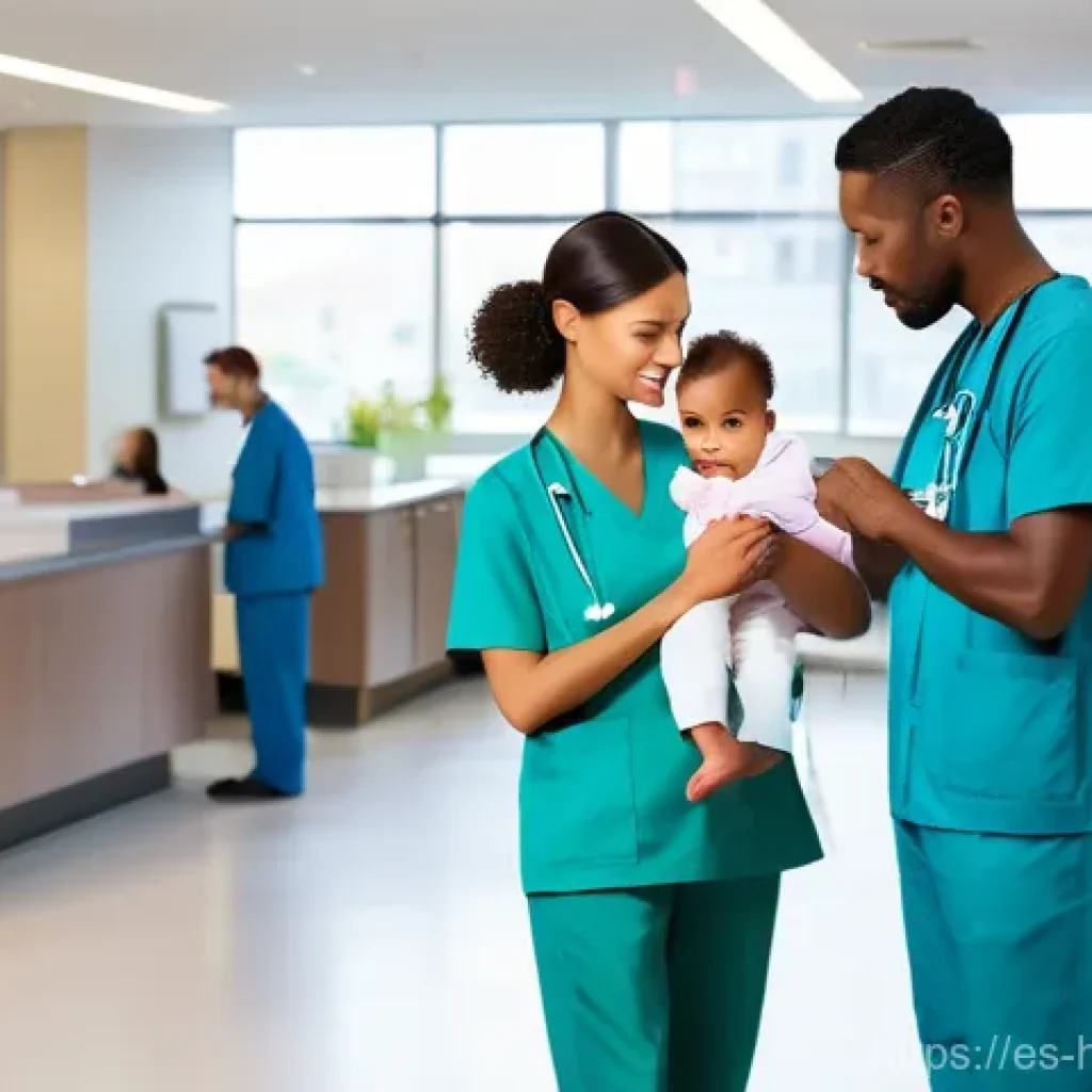 보건의료행정사로 인한 직업 안정성 - **Prompt:** "A vibrant and modern hospital environment depicting the 'invisible heart' of healthcare...