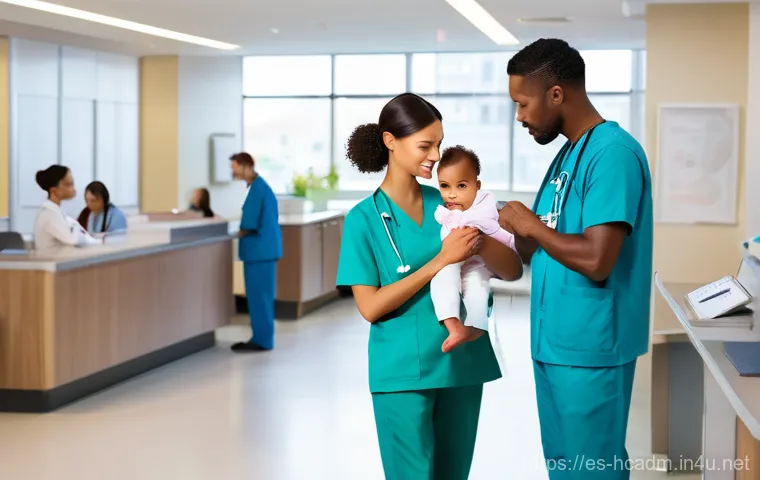 보건의료행정사로 인한 직업 안정성 - **Prompt:** "A vibrant and modern hospital environment depicting the 'invisible heart' of healthcare...