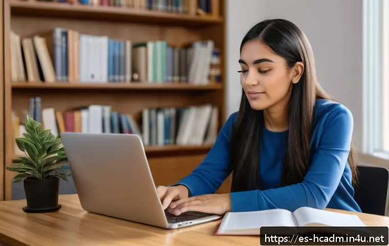 보건의료행정사 온라인 강의 추천 - A modern online learning environment featuring a young Hispanic woman studying health administration...